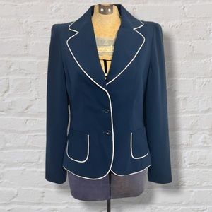 Giorgio Sant’Angelo Navy Blue White Trim Three Button Blazer Jacket